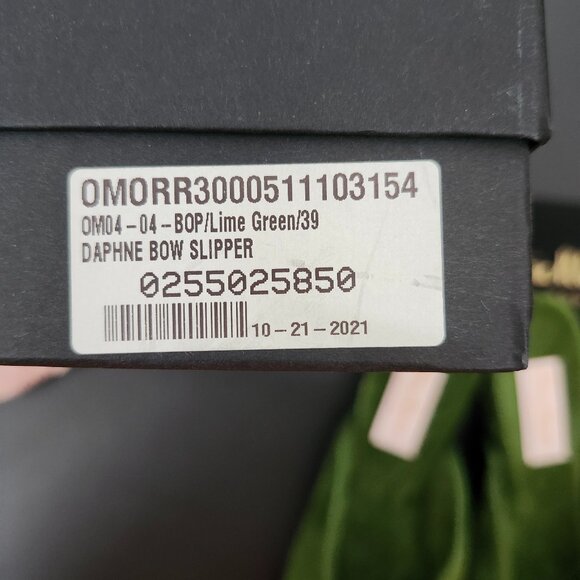 NIB - OLIVIA MORRIS At Home DAPHNE SLIPPER SLIDE | Lime Velvet - Picture 9 of 10